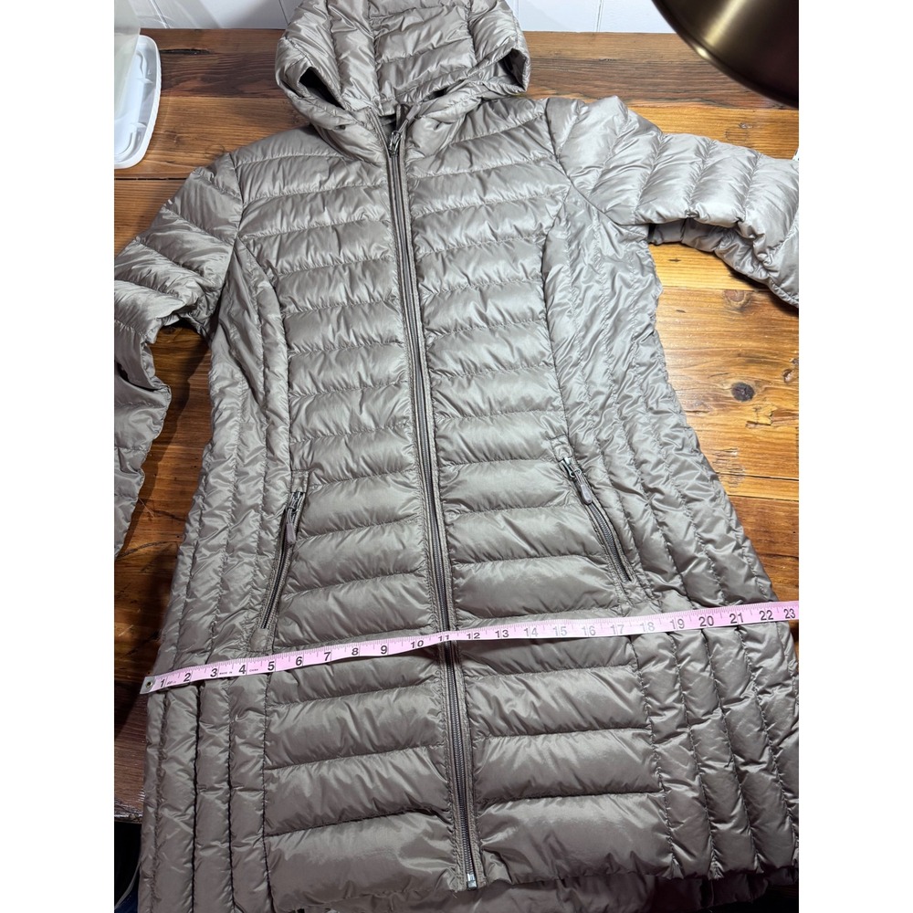 Hooded Lightweight Puffer Coat in Taupe - Picture 7 of 9